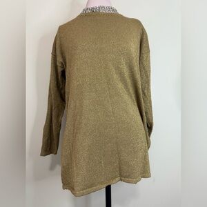 Express Tricot VINTAGE Gold with metallic Shimmer Long Sleeve Top size medium
